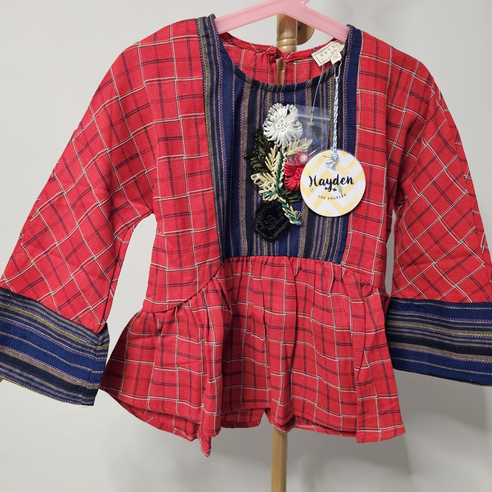 Hayden Kids Red Plaid Top‎